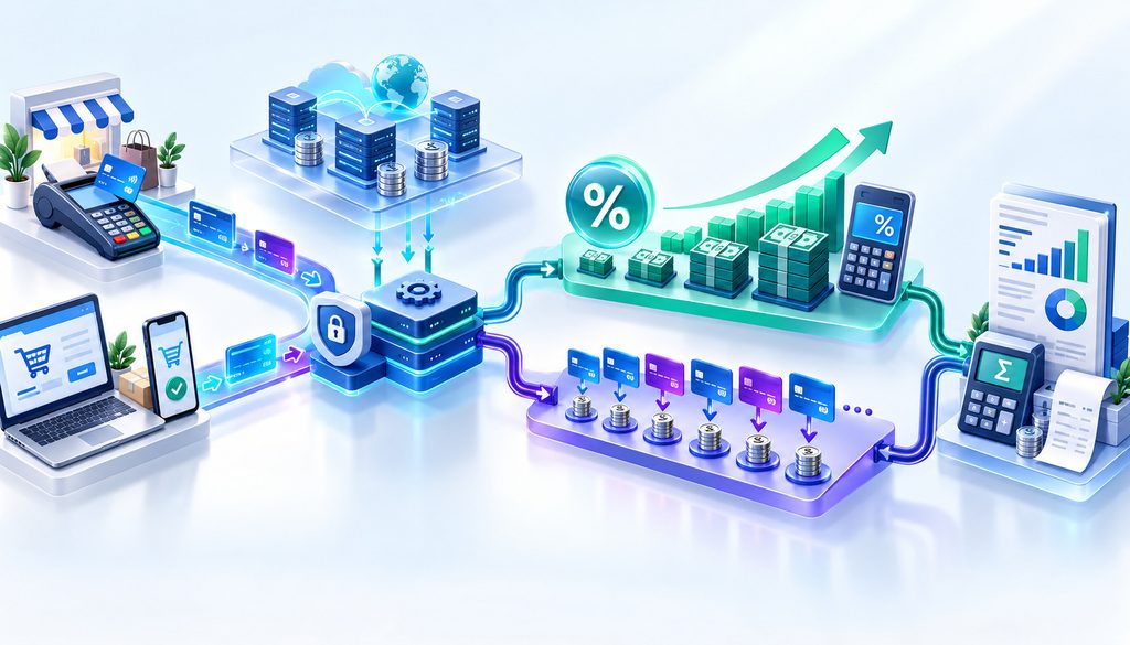 Basis-point and per-transaction interchange-plus processor markup